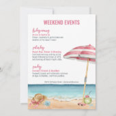 Roze Aquarel Strand Bruidsfeestje Kaart (Achterkant)