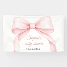 Roze Aquarel Strik Baby Borrel