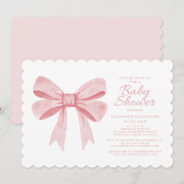 Roze Aquarel Strik Meisje Baby Elegante Shower Blo Kaart