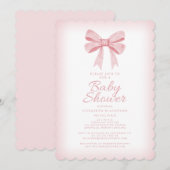 Roze Aquarel Strik Meisje Baby Shower Elegant Blus Kaart (Voorkant / Achterkant)