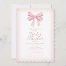 Roze Aquarel Strik Meisje Baby Shower Elegant Blus Kaart