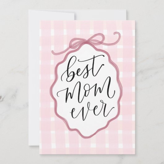 Roze Aquarel Strik Moederdagkaart Feestdagenkaart (Voorkant)