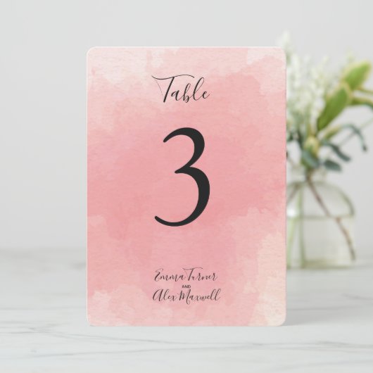 Roze Aquarel | Tafelnummerkaartjes Kaart (Staand voorkant)