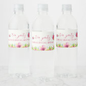 Roze Aquarel Thee Feestje Waterfles Etiket (Flessen)