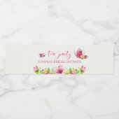 Roze Aquarel Thee Feestje Waterfles Etiket (Enkel label)