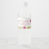 Roze Aquarel Thee Feestje Waterfles Etiket (Voorkant)