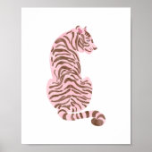 Roze Aquarel Tijger Kunst Poster (Voorkant)