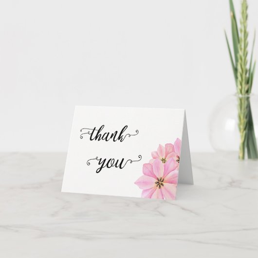 Roze Aquarel Tulpen Bedankkaart (Voorkant)