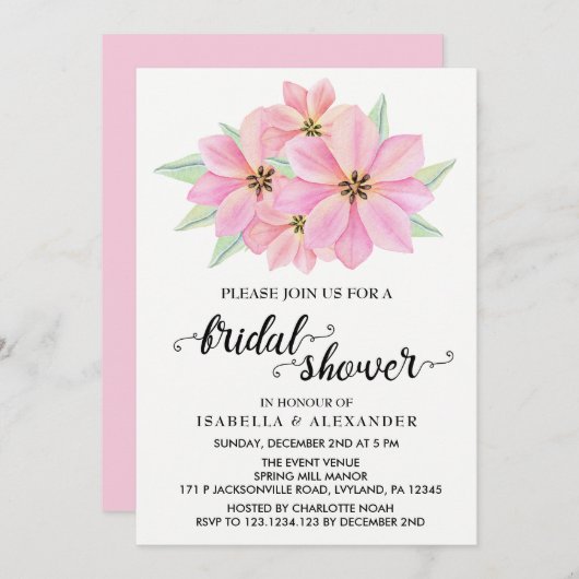 Roze Aquarel Tulpen Bruiloft Uitnodiging (Voorkant / Achterkant)