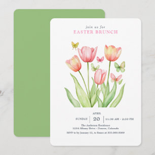 Roze Aquarel Tulpen Konijn Kaart