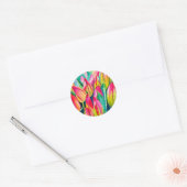 Roze aquarel tulpen kunst ronde sticker (Envelop)