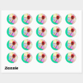 Roze aquarel tulpen kunst ronde sticker (Vel)