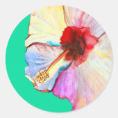 Roze aquarel tulpen kunst ronde sticker (Voorkant)