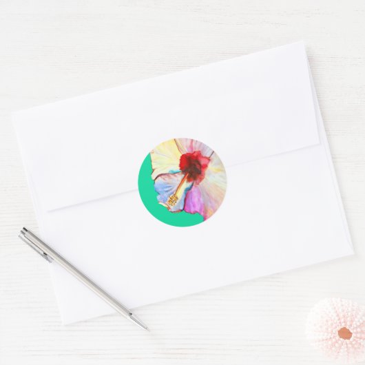 Roze aquarel tulpen kunst ronde sticker (Envelop)