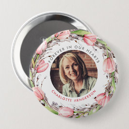 Roze Aquarel Tulpen Onvergetelijk In Onze Hartendo Ronde Button 4,0 Cm