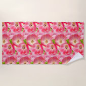 Roze Aquarel Tulpen Strand Handdoek (Voorkant)