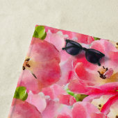 Roze Aquarel Tulpen Strand Handdoek (In situ)