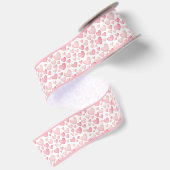 Roze Aquarel Valentijnsharten Satijnen Lint (Achterkant)