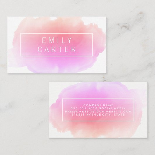 Roze Aquarel Visitekaartje (Voorkant / Achterkant)
