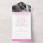 Roze aquarel vlekken kunst na het huwelijksfeest all in one uitnodiging (Binnen)