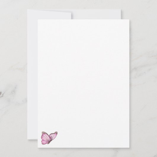 Roze aquarel vlinders. Elegante trouw uitnodiging (Achterkant)