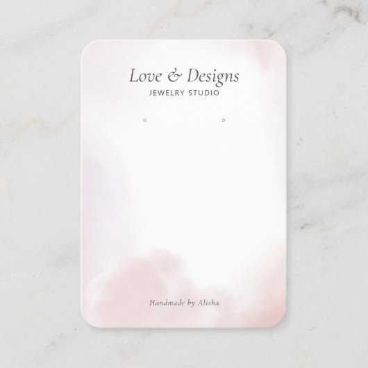 Roze Aquarel Wash Oorbellen Display Visitekaartje (Voorkant)