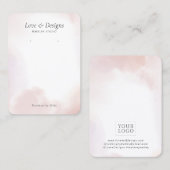 Roze Aquarel Wash Oorbellen Display Visitekaartje (Voorkant / Achterkant)
