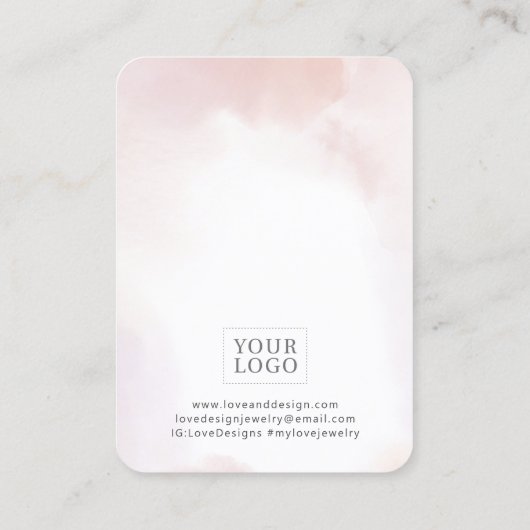 Roze Aquarel Wash Oorbellen Display Visitekaartje (Achterkant)