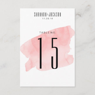 Roze Aquarel Wash Tafel Nummers Bruiloft Kaart