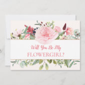 Roze Aquarel Wil Je Mijn Bloemenmeisje Zijn  Kaart (Voorkant)