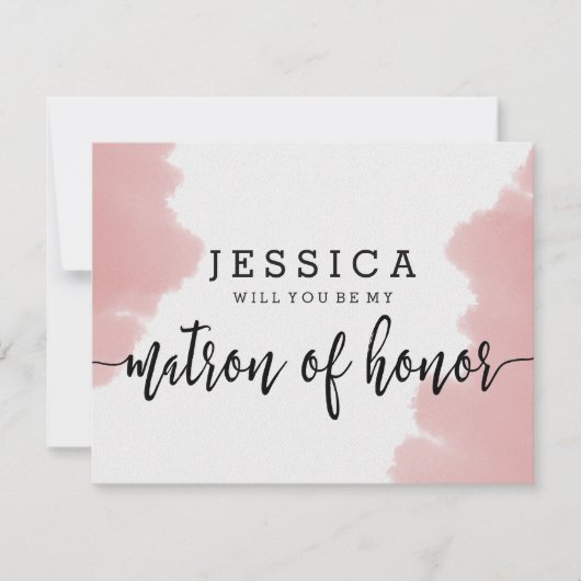 Roze Aquarel Wil Je Mijn Getuige Zijn Kaart (Voorkant)