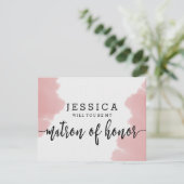 Roze Aquarel Wil Je Mijn Getuige Zijn Kaart (Staand voorkant)