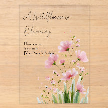 Roze Aquarel Wilde Bloem 1e Verjaardagsuitnodiging