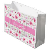 Roze Aquarel Wilde Bloem Naam Groot Cadeauzakje (Voorkant Gekanteld)