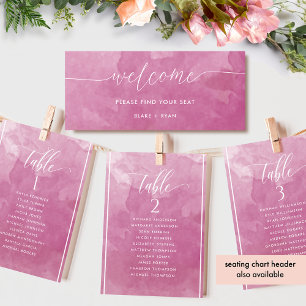 Roze Aquarel Zitplaats Plan kaart met gast naam