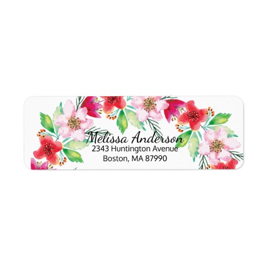 Roze AquarelFlowers Retouradres Label (Voorkant)