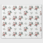 Roze aquarelroos met turquoise blad cadeaupapier (Vlak)