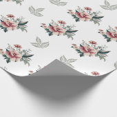 Roze aquarelroos met turquoise blad cadeaupapier (Hoek)