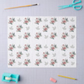 Roze aquarelroos met turquoise blad tissuepapier (Craft)