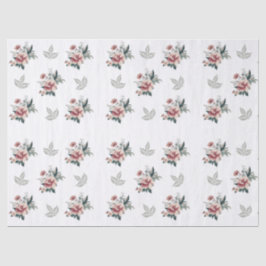 Roze aquarelroos met turquoise blad tissuepapier