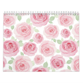 Roze Aquarelrozen Artistieke Kalender