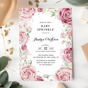 Roze Aquarelrozen Baby Sprinkle Shower Kaart