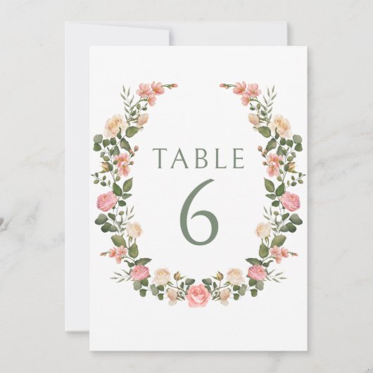 Roze aquarelrozen bloemenkrans bruiloft kaart (Voorkant)