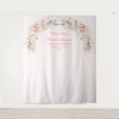 Roze Aquarelrozen Bruiloft Feest Foto Achtergrond Wandkleed (Voorkant)