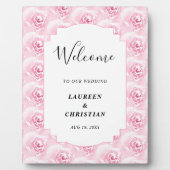 Roze Aquarelrozen Bruiloft Fotoplaat (Voorkant)