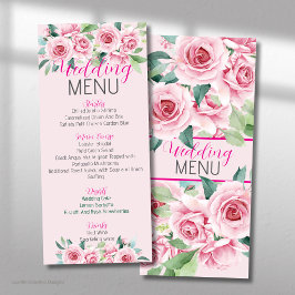 Roze Aquarelrozen Bruiloft Plat Menu