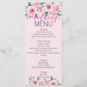 Roze Aquarelrozen Bruiloft Plat Menu (Voorkant)