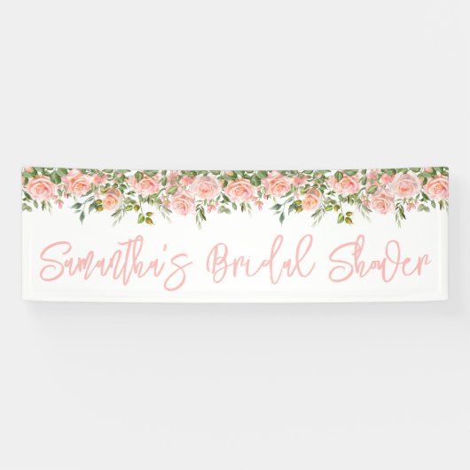 Roze Aquarelrozen Lange Bruidsdouche Spandoek (Horizontaal)