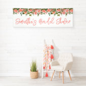 Roze Aquarelrozen Lange Bruiloftsshowers Spandoek (Insitu)