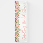 Roze Aquarelrozen Lange Bruiloftsshowers Spandoek (Verticaal)